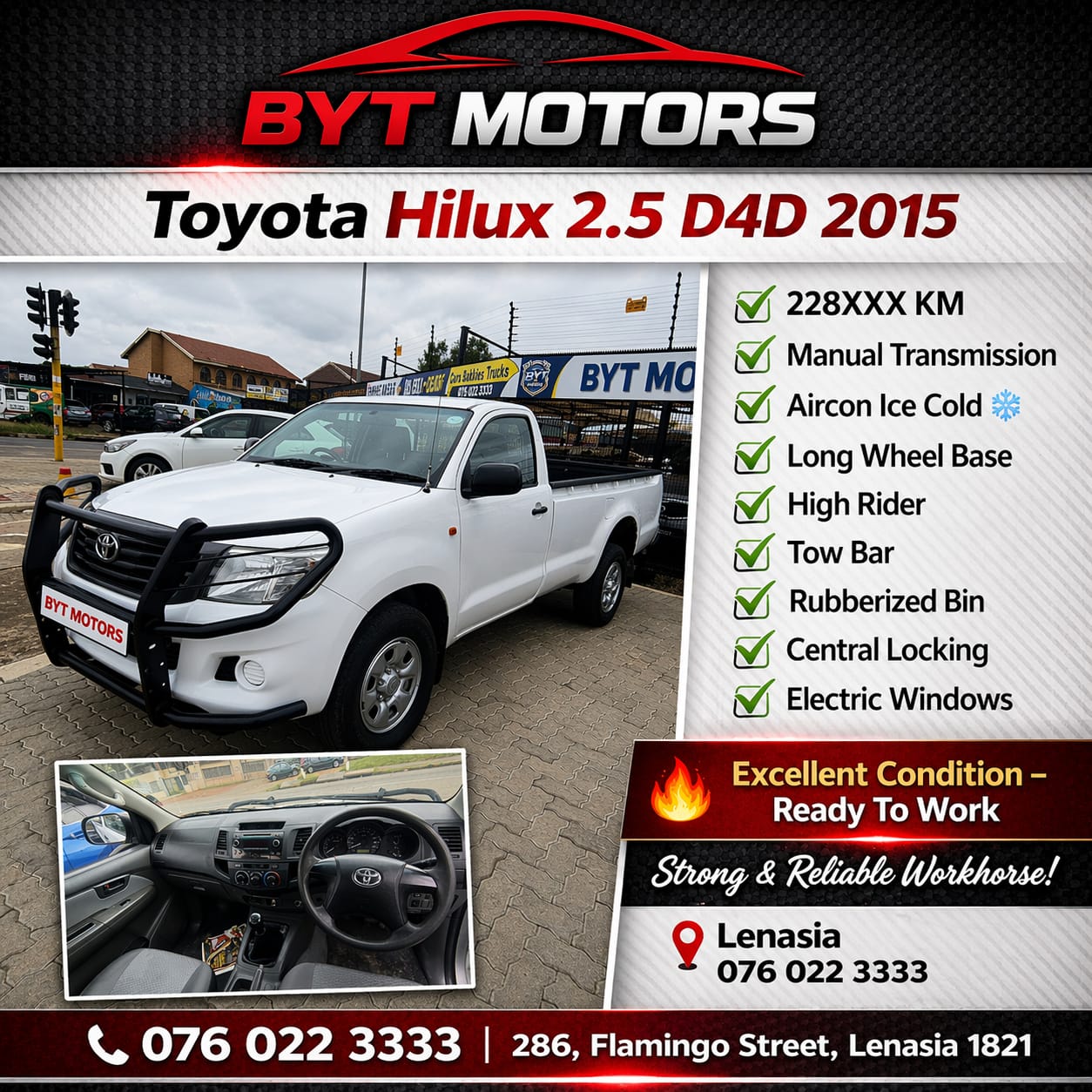 
								2015 Toyota Hilux 2.5 D4D – Long Wheel Base | Workhorse | Excellent Condition full									