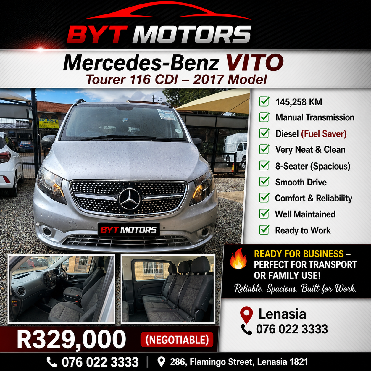 
								2017 Mercedes-Benz Vito Tourer 116 CDI For Sale in Lenasia | 8-Seater Diesel | BYT Motors full									