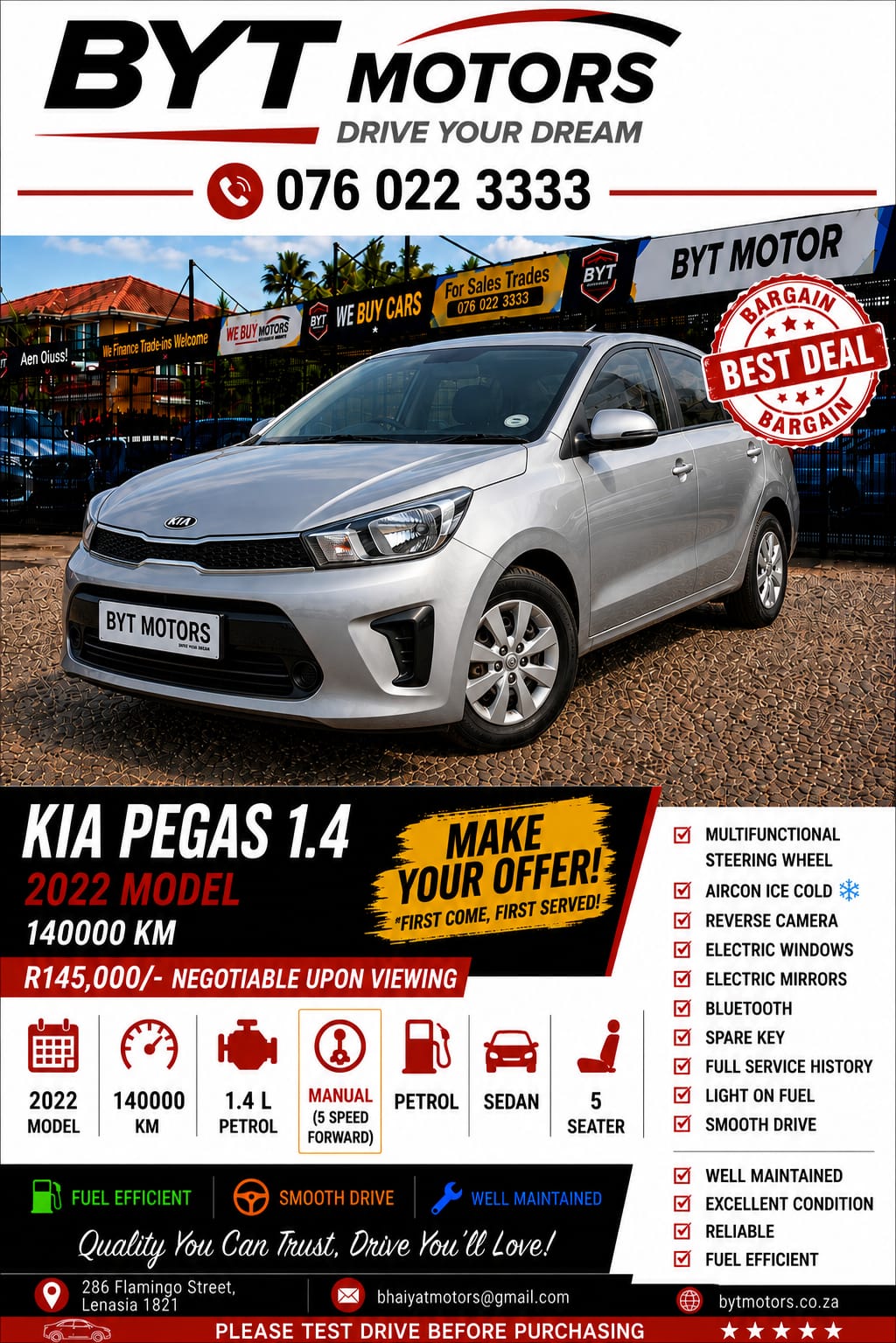 
								2022 Kia Pegas 1.4 Manual Sedan – Fuel Efficient & Well Maintained full									